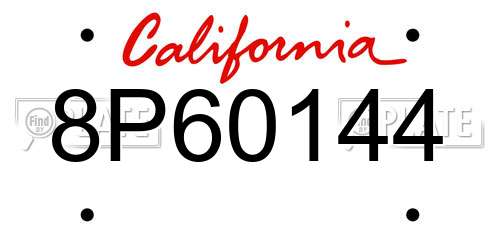 8P60144 California License Plate