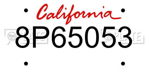 8P65053 California License Plate