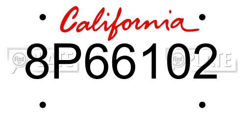 8P66102 California License Plate