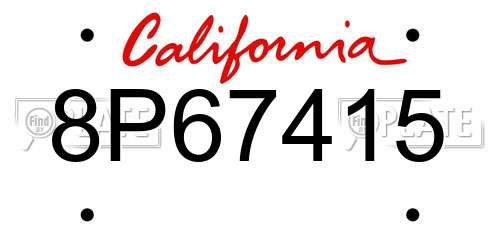 8P67415 California License Plate