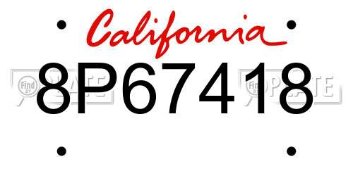 8P67418 California License Plate