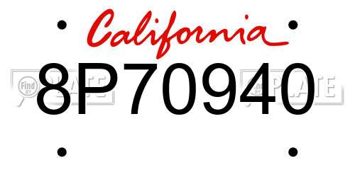 8P70940 California License Plate