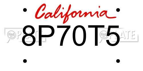 8P70T5 California License Plate