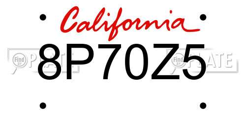 8P70Z5 California License Plate