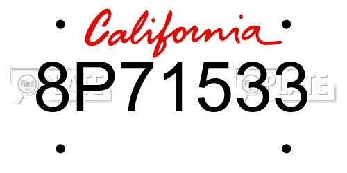 8P71533 California License Plate