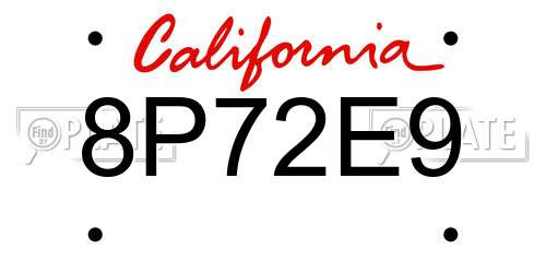8P72E9 California License Plate