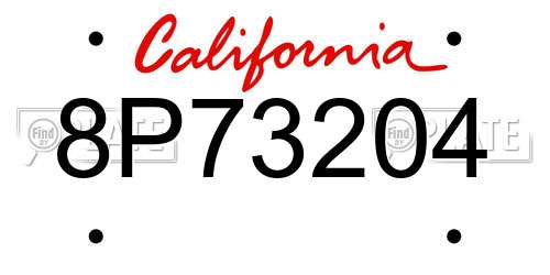 8P73204 California License Plate