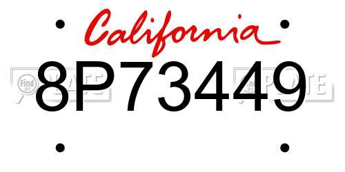 8P73449 California License Plate