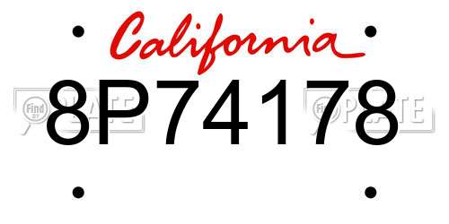 8P74178 California License Plate