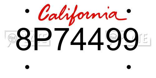 8P74499 California License Plate
