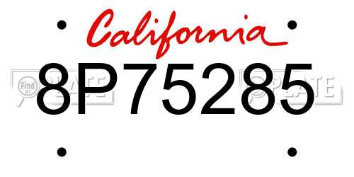 8P75285 California License Plate