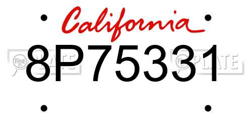 8P75331 California License Plate
