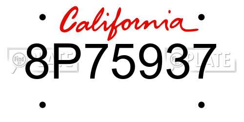 8P75937 California License Plate