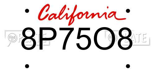 8P75O8 California License Plate