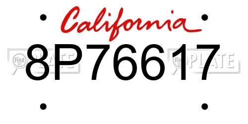8P76617 California License Plate
