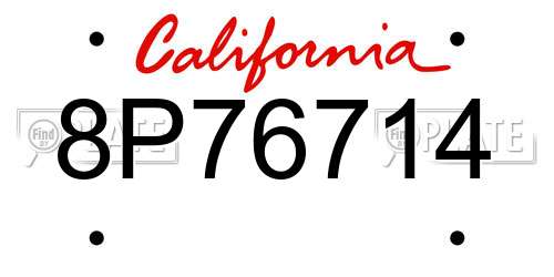 8P76714 California License Plate