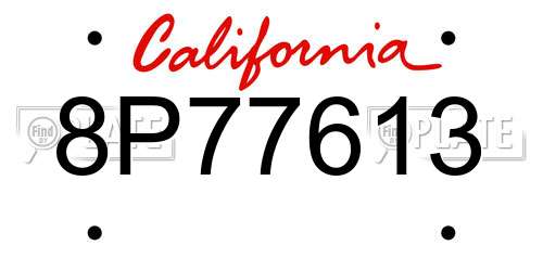 8P77613 California License Plate