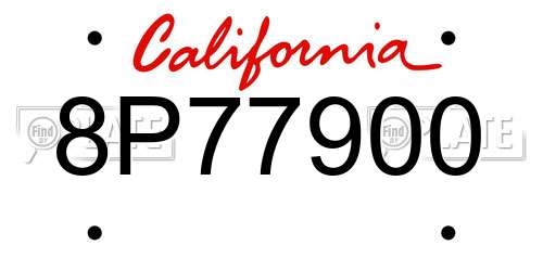8P77900 California License Plate