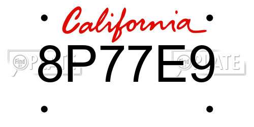 8P77E9 California License Plate