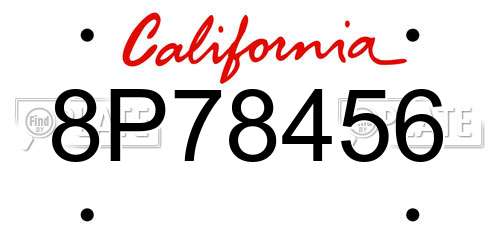 8P78456 California License Plate