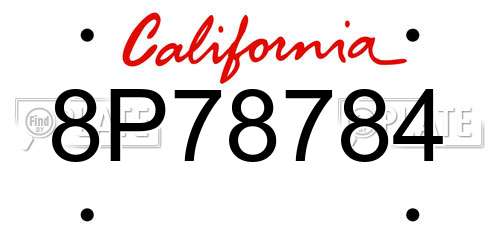 8P78784 California License Plate