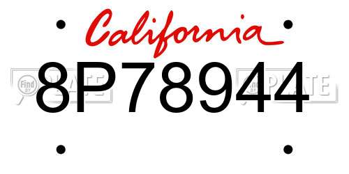 8P78944 California License Plate