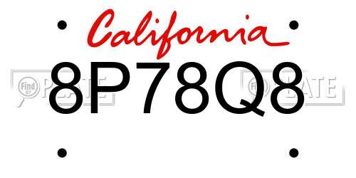 8P78Q8 California License Plate