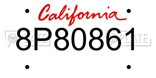 8P80861 California License Plate