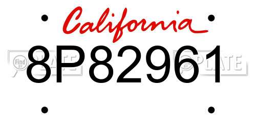 8P82961 California License Plate