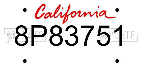 8P83751 California License Plate