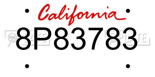 8P83783 California License Plate