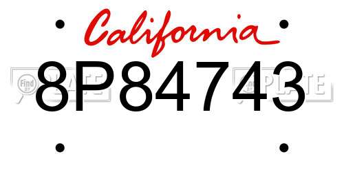 8P84743 California License Plate