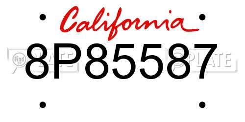 8P85587 California License Plate