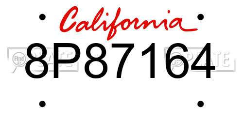 8P87164 California License Plate