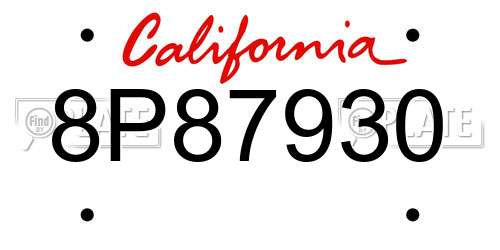 8P87930 California License Plate
