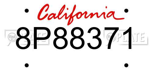 8P88371 California License Plate