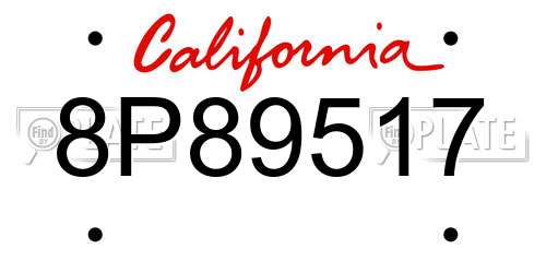 8P89517 California License Plate