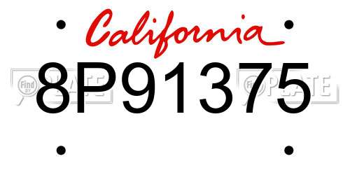 8P91375 California License Plate