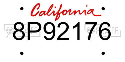 8P92176 California License Plate