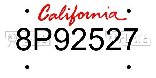 8P92527 California License Plate
