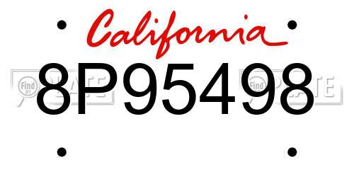 8P95498 California License Plate