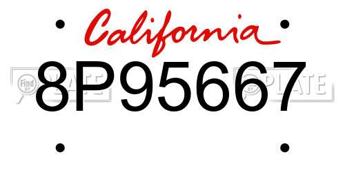 8P95667 California License Plate