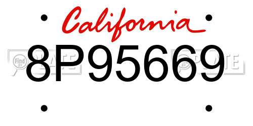 8P95669 California License Plate