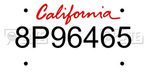 8P96465 California License Plate
