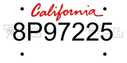 8P97225 California License Plate