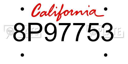 8P97753 California License Plate