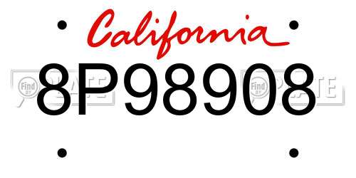 8P98908 California License Plate