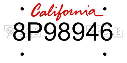 8P98946 California License Plate