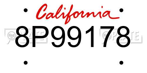 8P99178 California License Plate