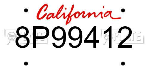 8P99412 California License Plate
